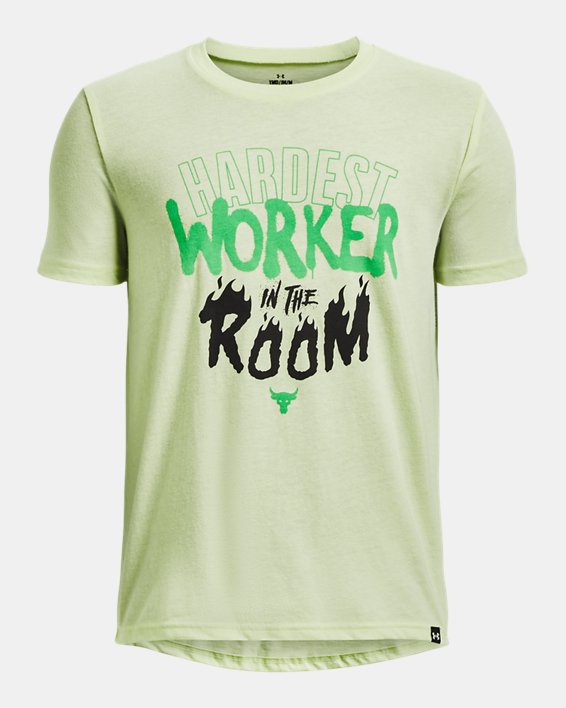 Boys' Project Rock Hard Work Mix Short Sleeve in Green image number 0